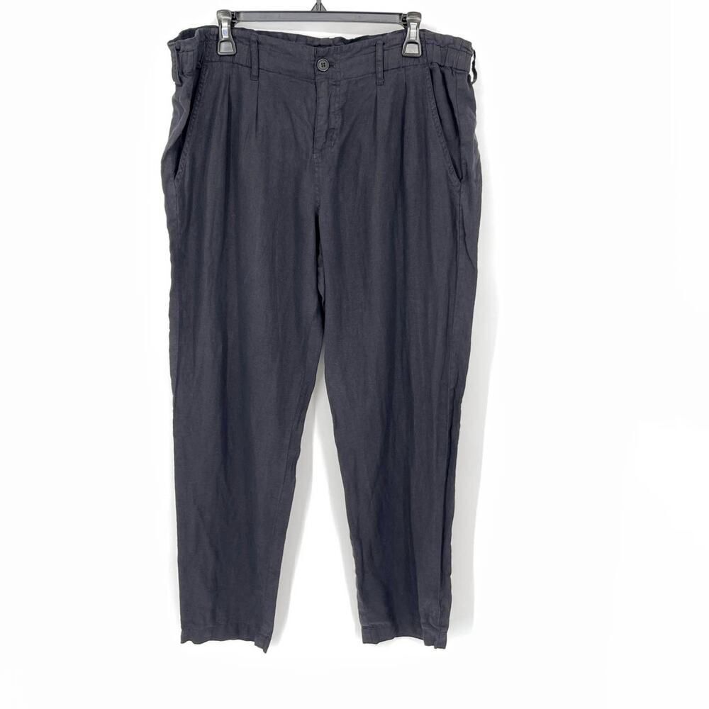 Johnny Was NEW Women's Lightweight Linen Pants SZ L Black Elastic Waist Pockets